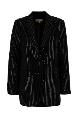 Pinstripe Paljettprydd Crepe Boyfriend Blazer