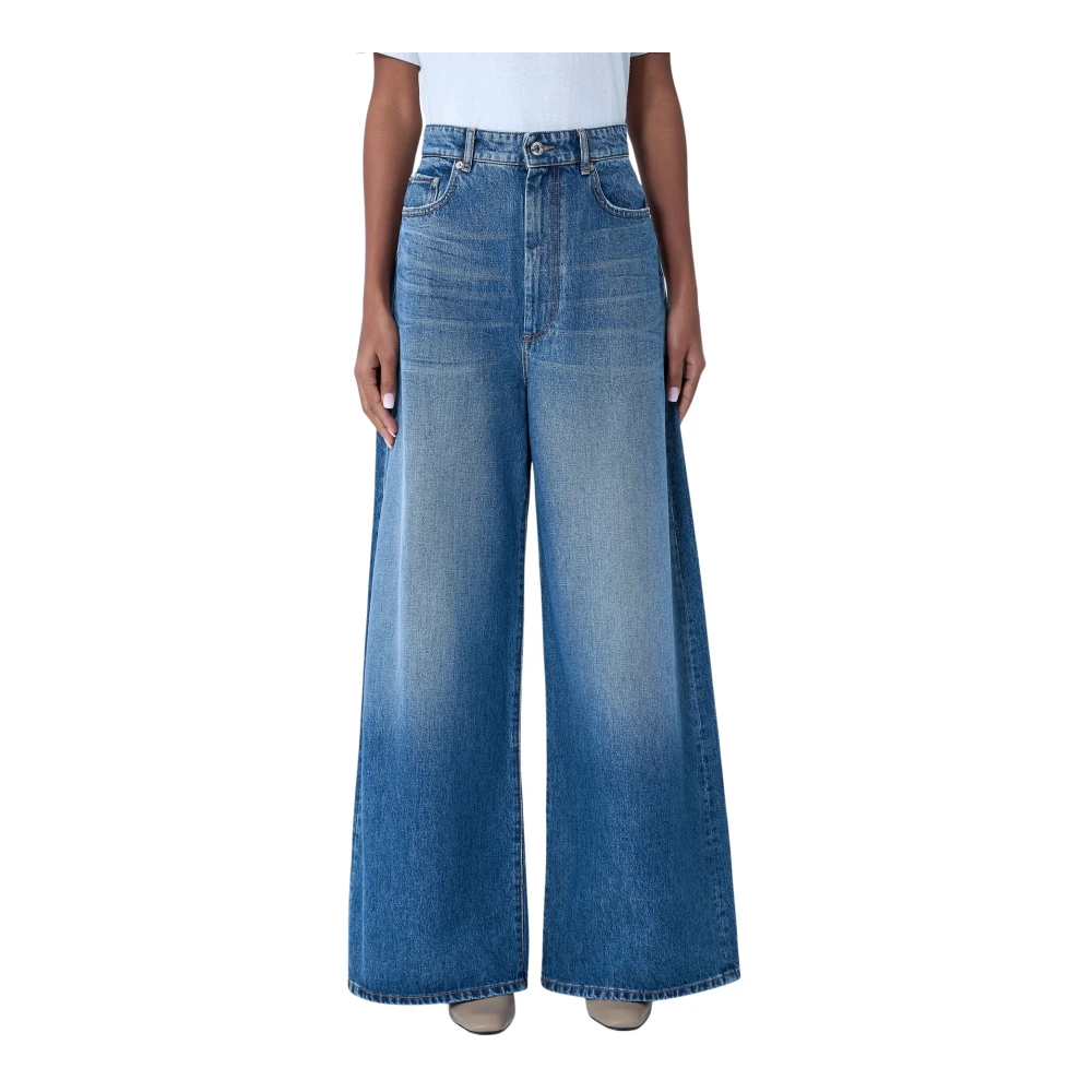 Sportmax Women's Blue Wide Jeans, W28, Five-Pocket Jeans