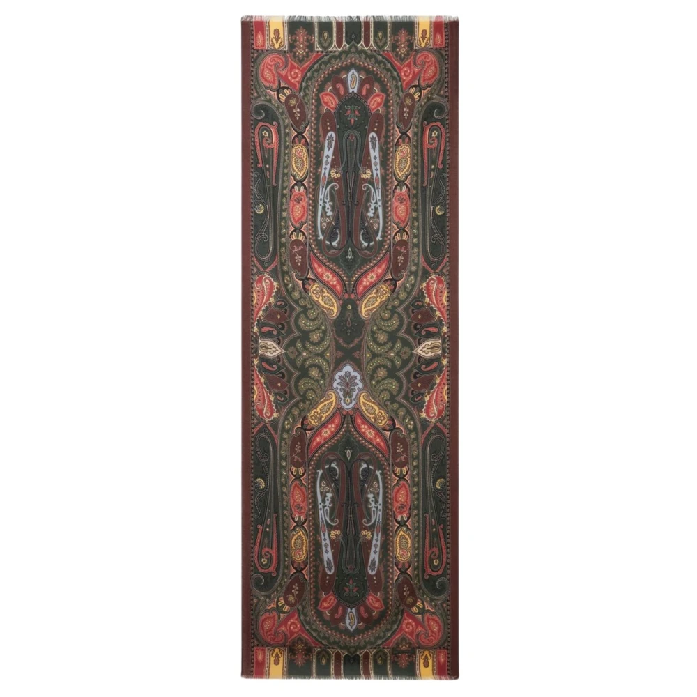 ETRO Paisley Print Sjaal met Franjes Multicolor Dames