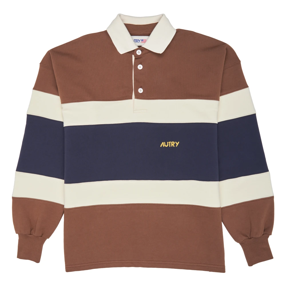 Autry Gestreept Rugby Polo Shirt Brown Heren