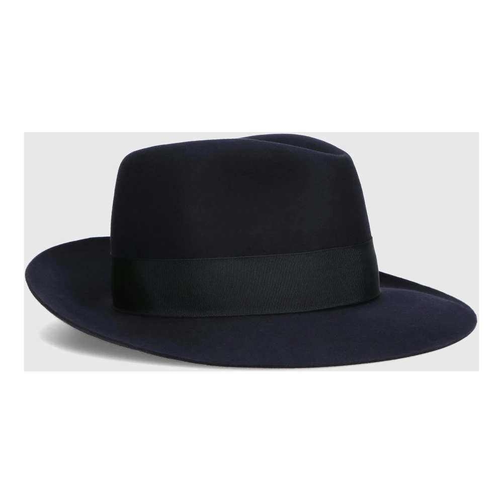 Borsalino Vilt Breedgerande Hoed Blue Heren