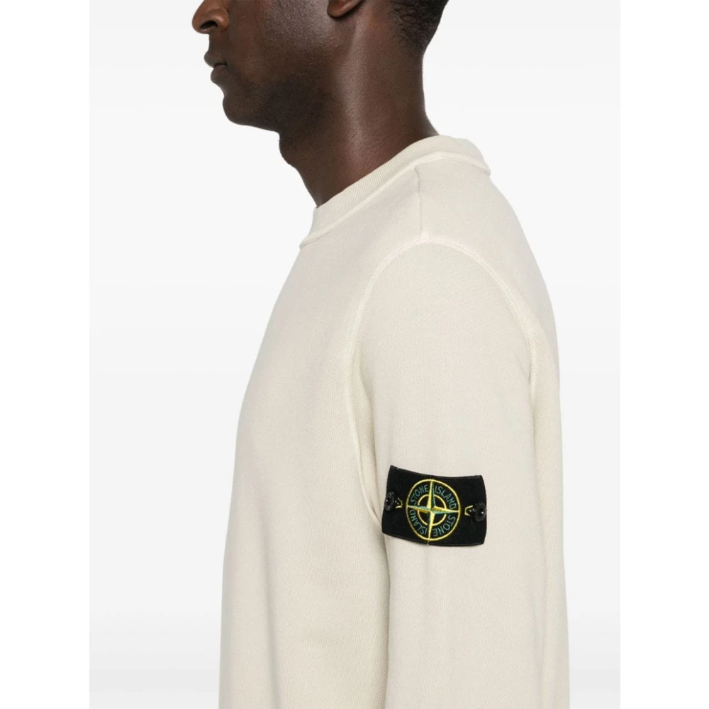 Stone Island Beige Crewneck Sweatshirt met Badge Beige Heren