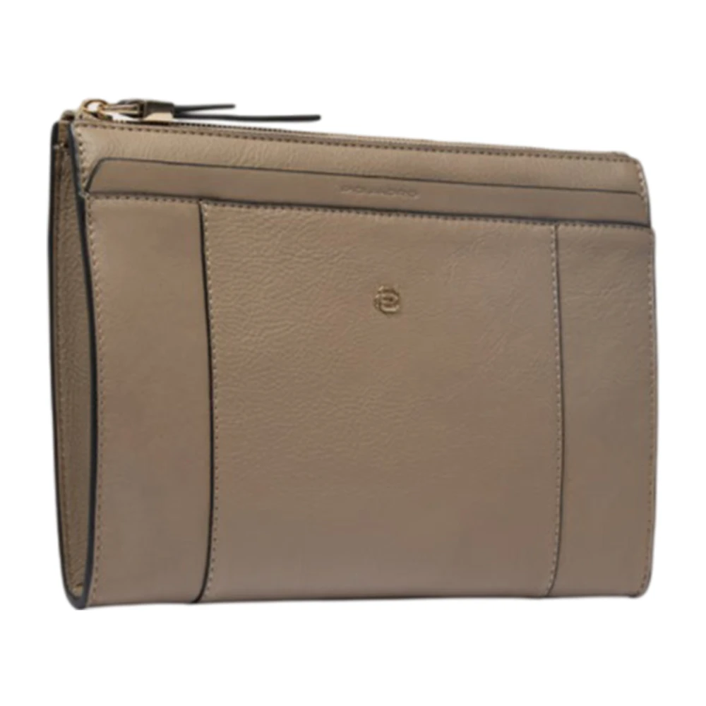 Piquadro Grijze leren iPad Mini clutch Gray Dames