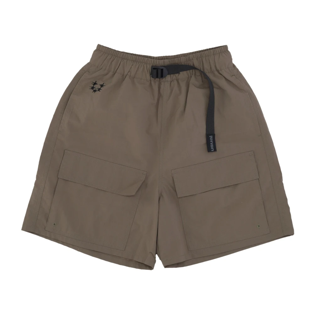 Usual Mud Brown Cargo Shorts Elastische Sluiting Brown Heren