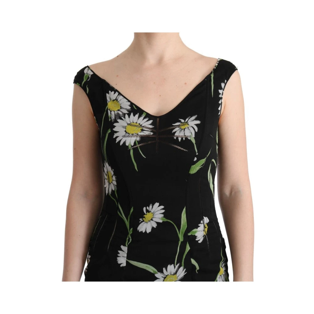 Dolce & Gabbana Zonnebloemprint Maxi Jurk Black Dames