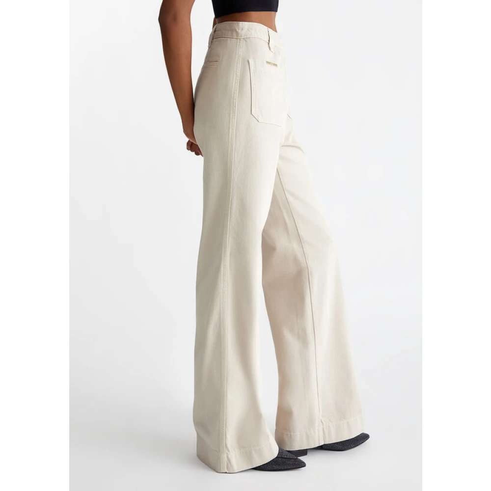 Liu Jo Rechte katoenen broek metalen detail Gray Dames