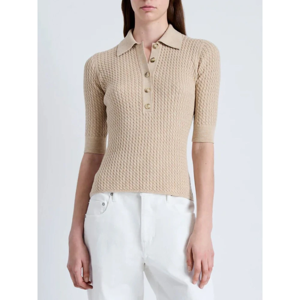 Proenza Schouler Micro Cable Gebreide Polo Beige Dames