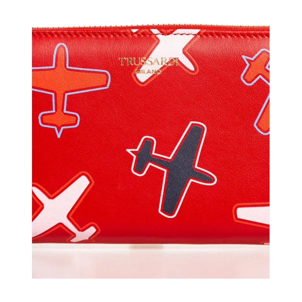 Trussardi Leren portemonnee met luchtvaartthema Red Dames