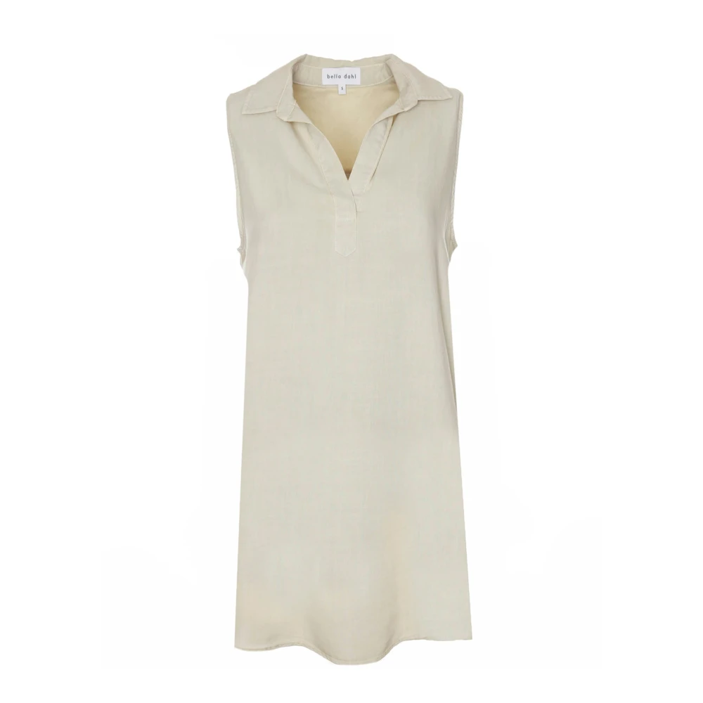 Bella Dahl Mouwloze A-Lijn Jurk met V-Hals Beige Dames