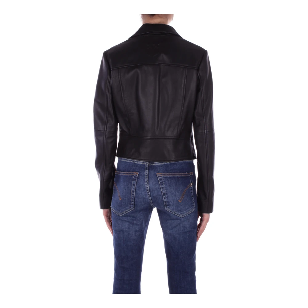 pinko Zwarte Leren Ritsjas Black Dames
