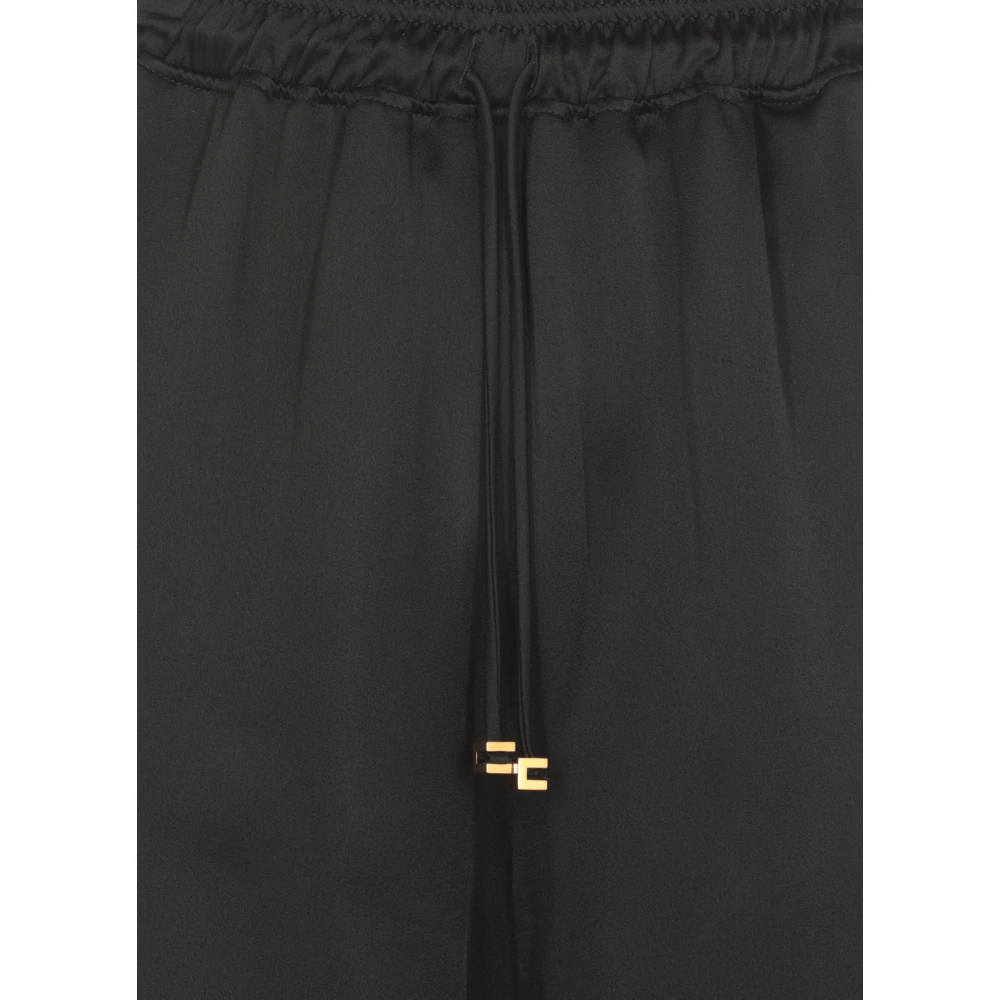 Elisabetta Franchi Zwarte broek met trekkoord in taille Black Dames