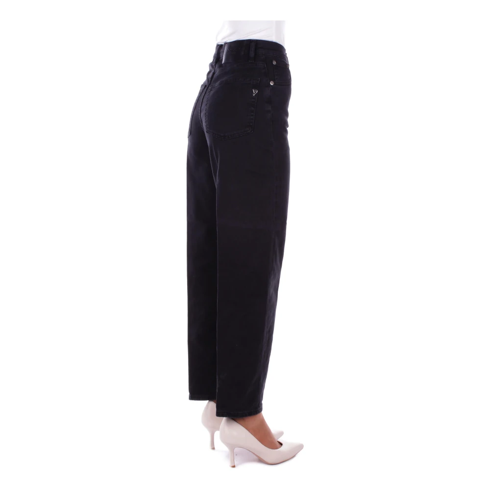 Dondup Zwarte broek met logoritssluiting Black Dames