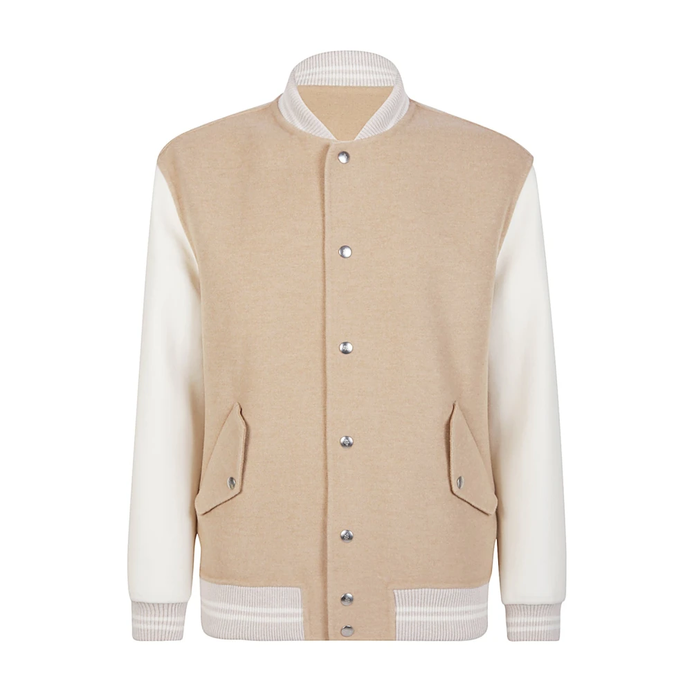 Eleventy Color Block Wol Kasjmier Bomber Brown Heren