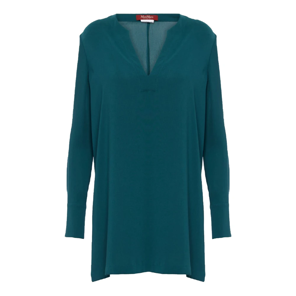 Max Mara Studio Elegante V-hals Blouse Green Dames