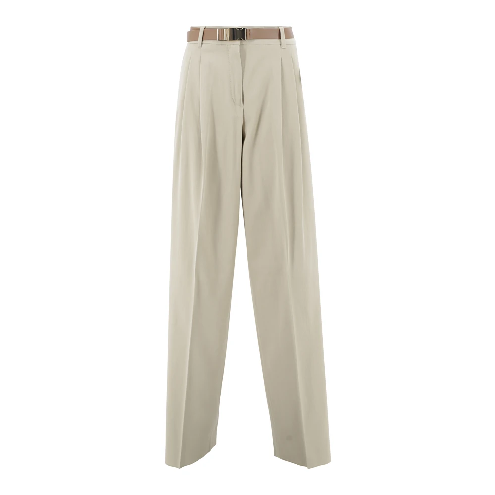 Max Mara Studio Beige Broek met Franse Zakken Beige Dames