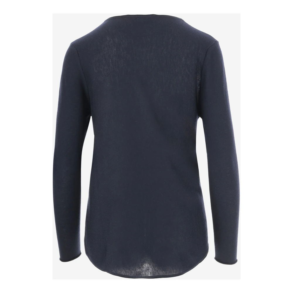 Wild Cashmere Luxe Navy Zijde Kasjmier Pullover Blue Dames