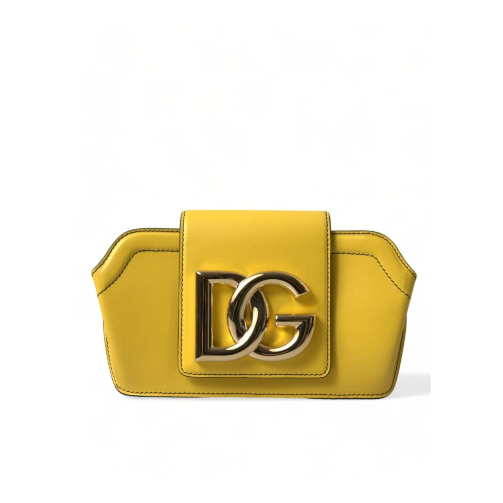 Dolce & Gabbana Clutches, Female, One Size, Leather Eyewear Case With Magnet Yellow