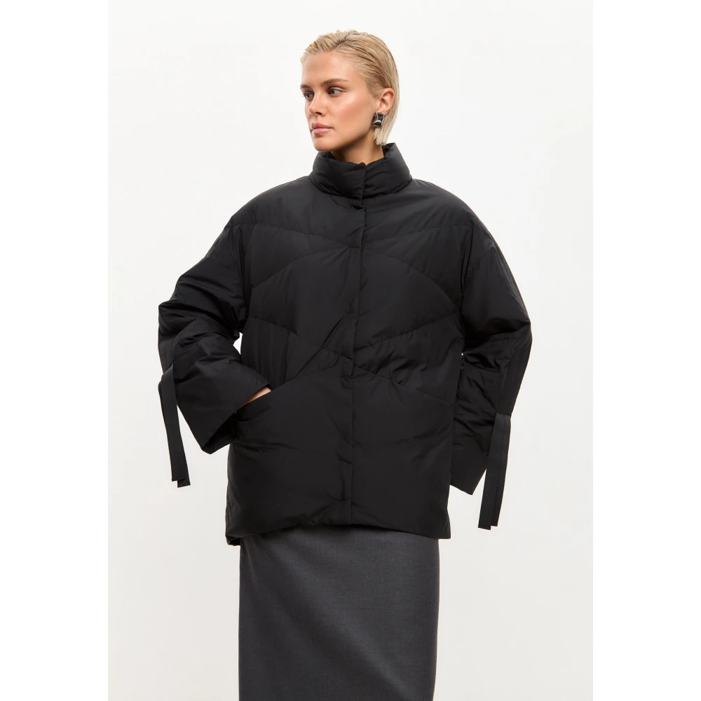 Cesare Gaspari Oversized Gewatteerde Pufferjas Zwart Black Dames