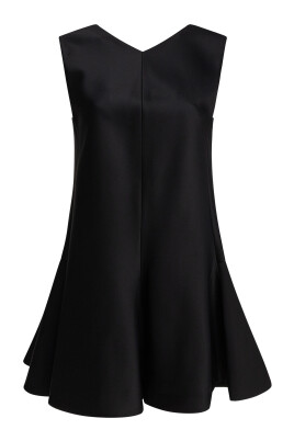 black-flared-v-neck-dress