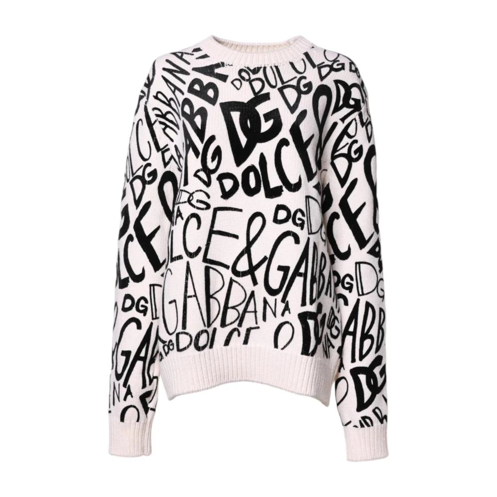 Dolce & Gabbana Multicolor Black Logo Print Crew Neck Jumper - Female - Round-Neck Knitwear - S - Knitwear