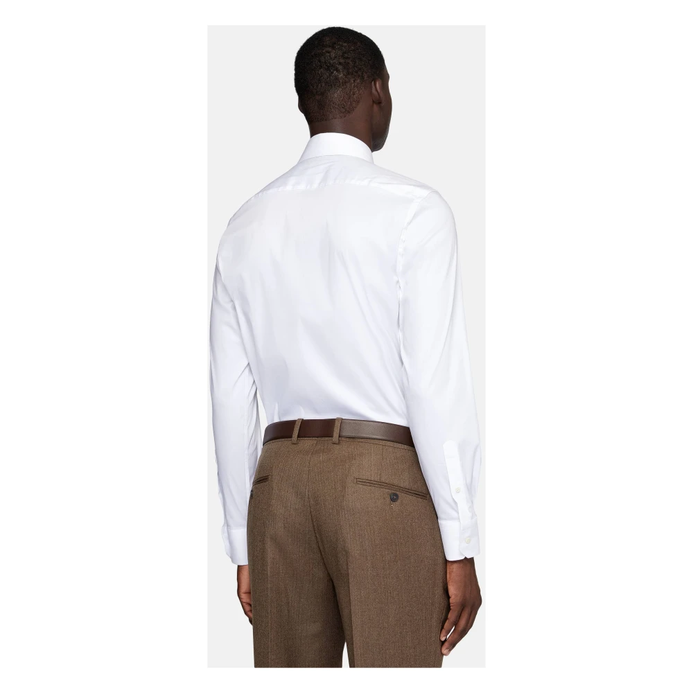 Boggi Milano Slim Fit Stretch Katoenen en Nylon Overhemd White Heren