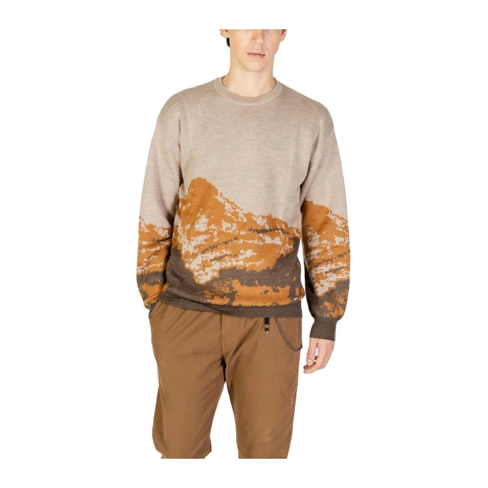 Gianni Lupo Wolmix Gebreide Trui Brown Heren