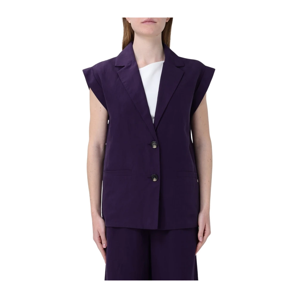 Liu Jo Women's Purple Waistcoats, Xl, Gilet In Misto Lino