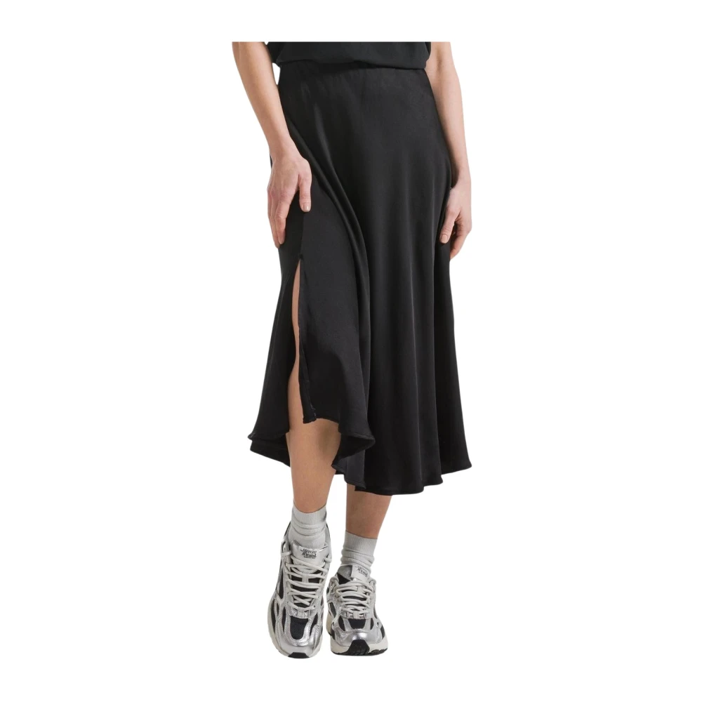 Deha Black Midi Skirts, Female, M, Pleated Viscose Midi Skirt