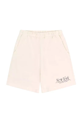 Beige Bomullsshorts Hög Midja Löst Passform