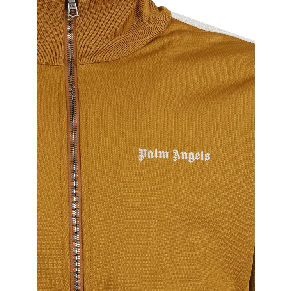 Palm Angels Leren Effect Track Jacket in Zwart Yellow Heren
