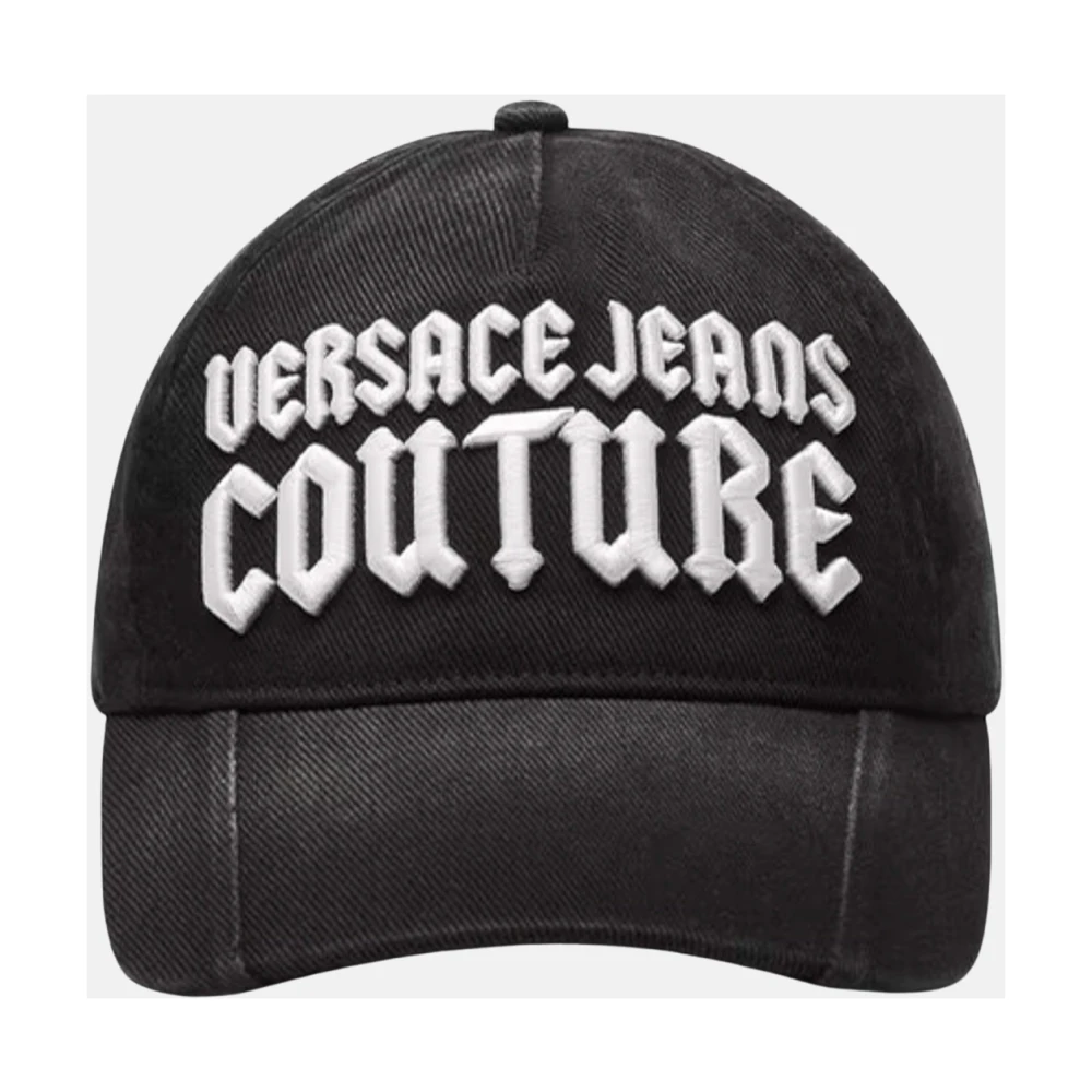 Versace Jeans Couture Gotische geborduurde klep hoed Black Unisex