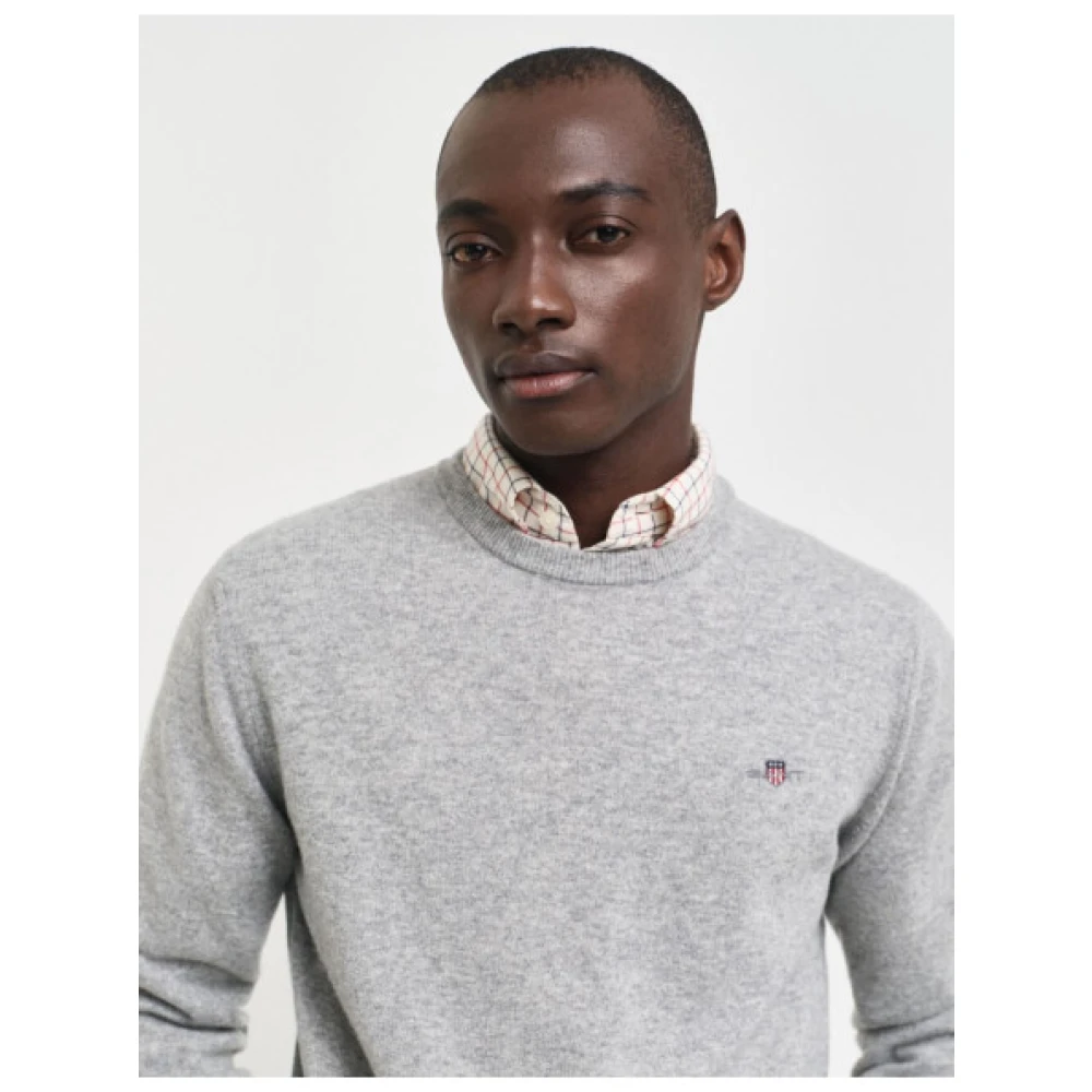 Gant Ultra-Fijne Wol Ronde Hals Trui Gray Heren