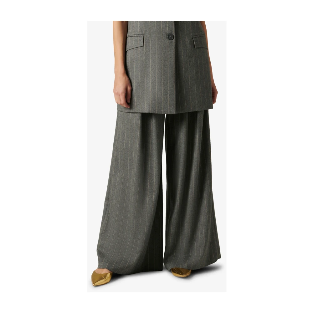 Manila Grace Elegante Palazzo Broek Grijs Gray Dames