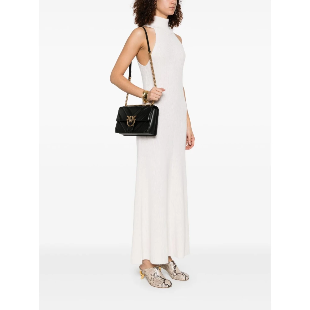pinko Zwart Chevron Gewatteerde Schoudertas Black Dames