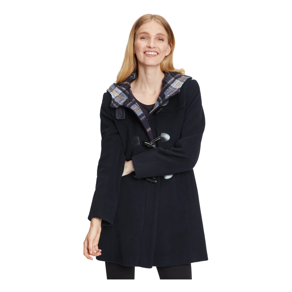 Gil Bret Capuchon Dufflecoat in wolfluweel Blue Dames