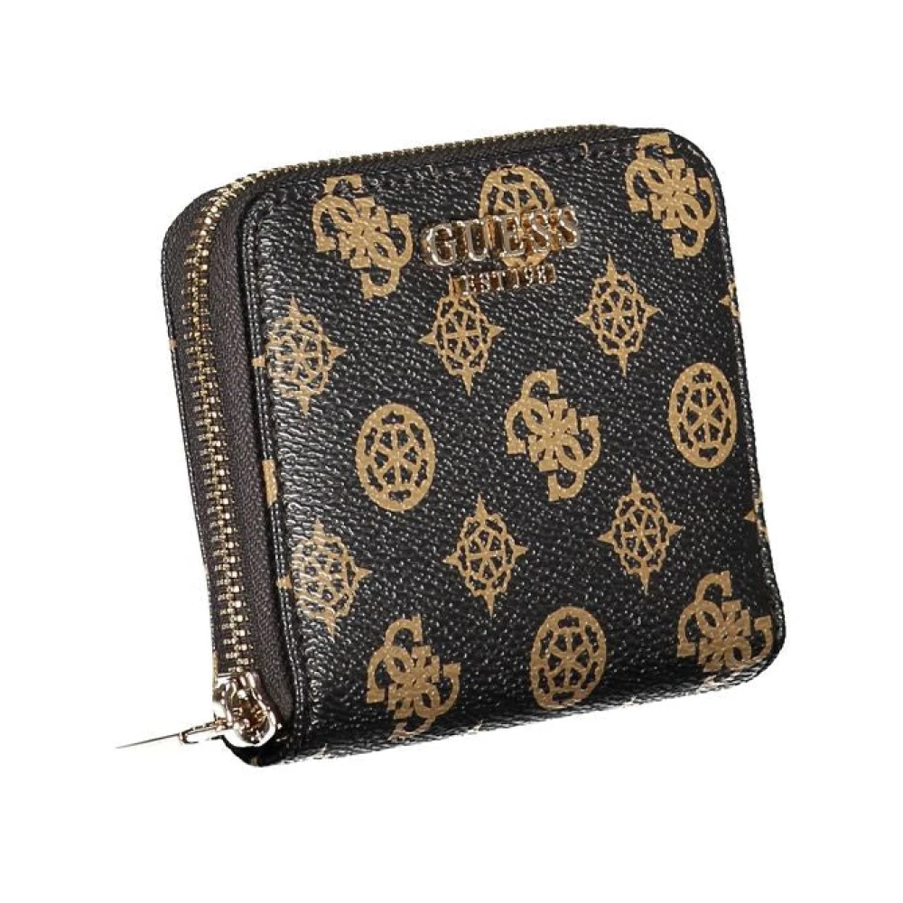 Guess Bruin Polyethyleen Portemonnee met Rits en Logo Brown Dames