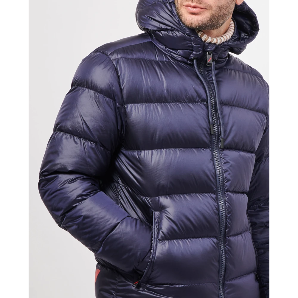 Afterlabel Blauwe korte donsjas met capuchon Blue Heren