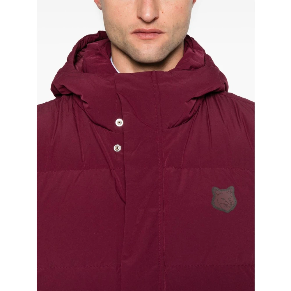 Maison Kitsuné Rode gewatteerde donsjas met capuchon Red Heren