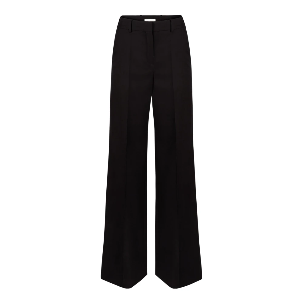 Nina Ricci Zwarte Wijde Pijp Satijnen Trim Broek Black Dames