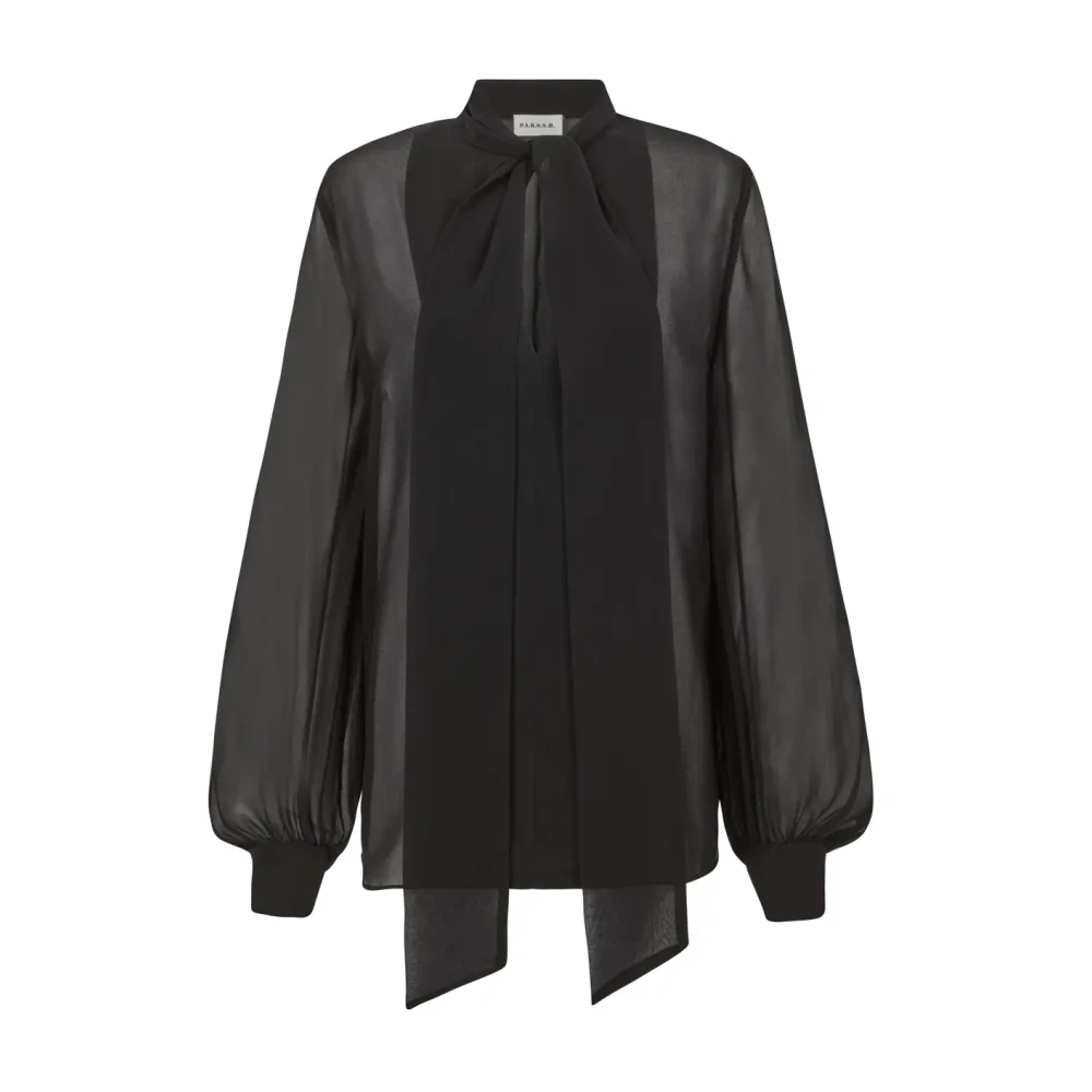 P.a.r.o.s.h. Zwarte Zelfstrik Kraagknoop Manchetten Overhemd Black Dames