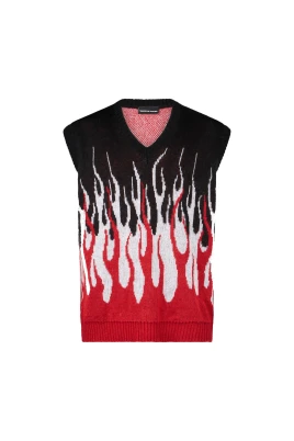 Jacquard Flames Gilet - Svart/Vit