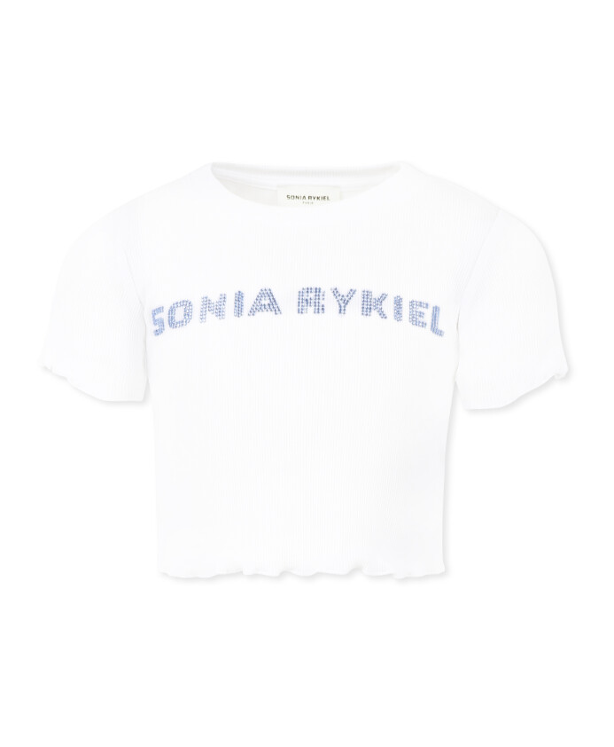 white-short-sleeves-rhinestone-logo-t-shirt