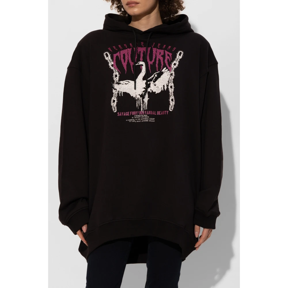 Versace Jeans Couture Oversized sweatshirt met glinsterende pailletten Black Dames
