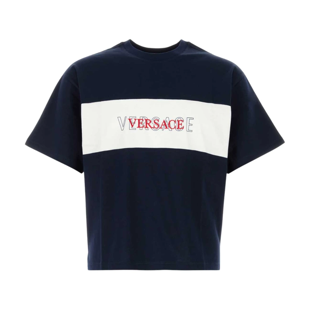 Versace Herr Blå Toppar M, Bomull, Bomull T-Shirt