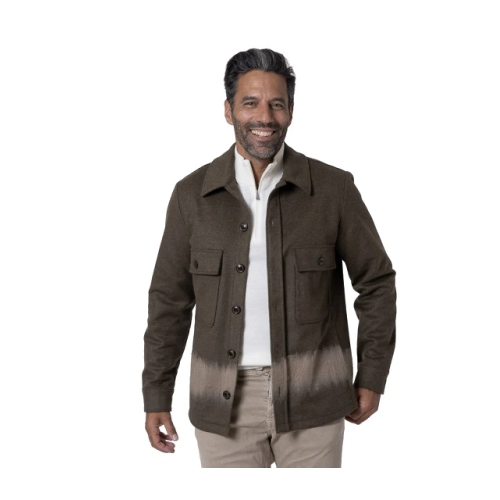Jacob Cohën Uomo Grigio Giacca Camicia In Flanella Cachi