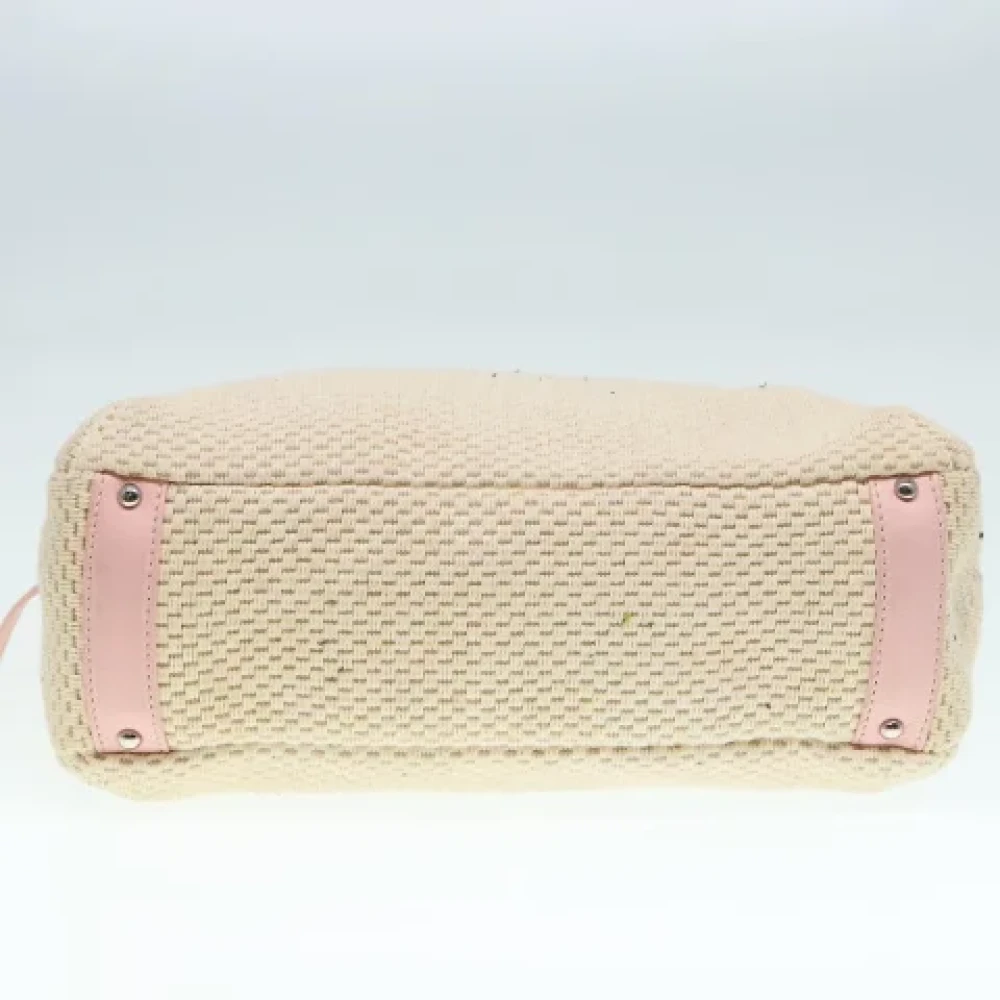 Chanel Vintage Pre-owned Cotton handbags Beige Dames