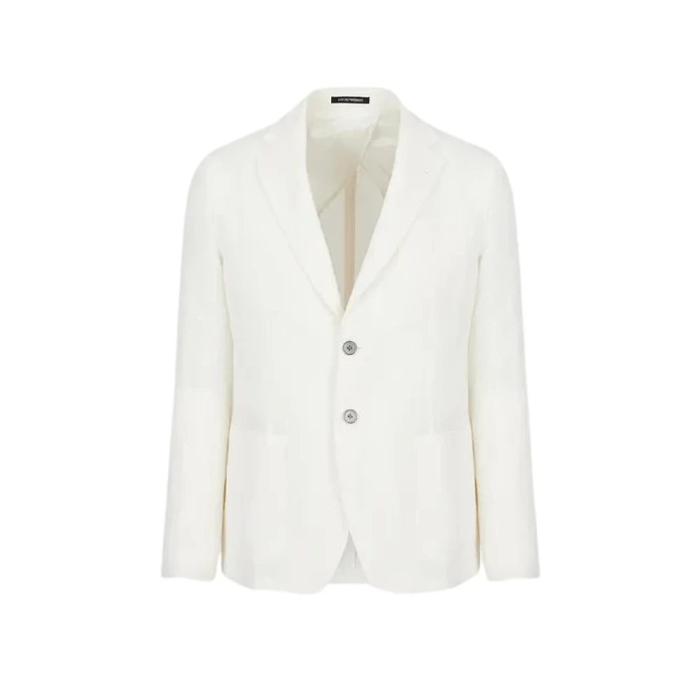 Emporio Armani Homme Blanc - Veste En Lin - Vestes - Taille: Xl