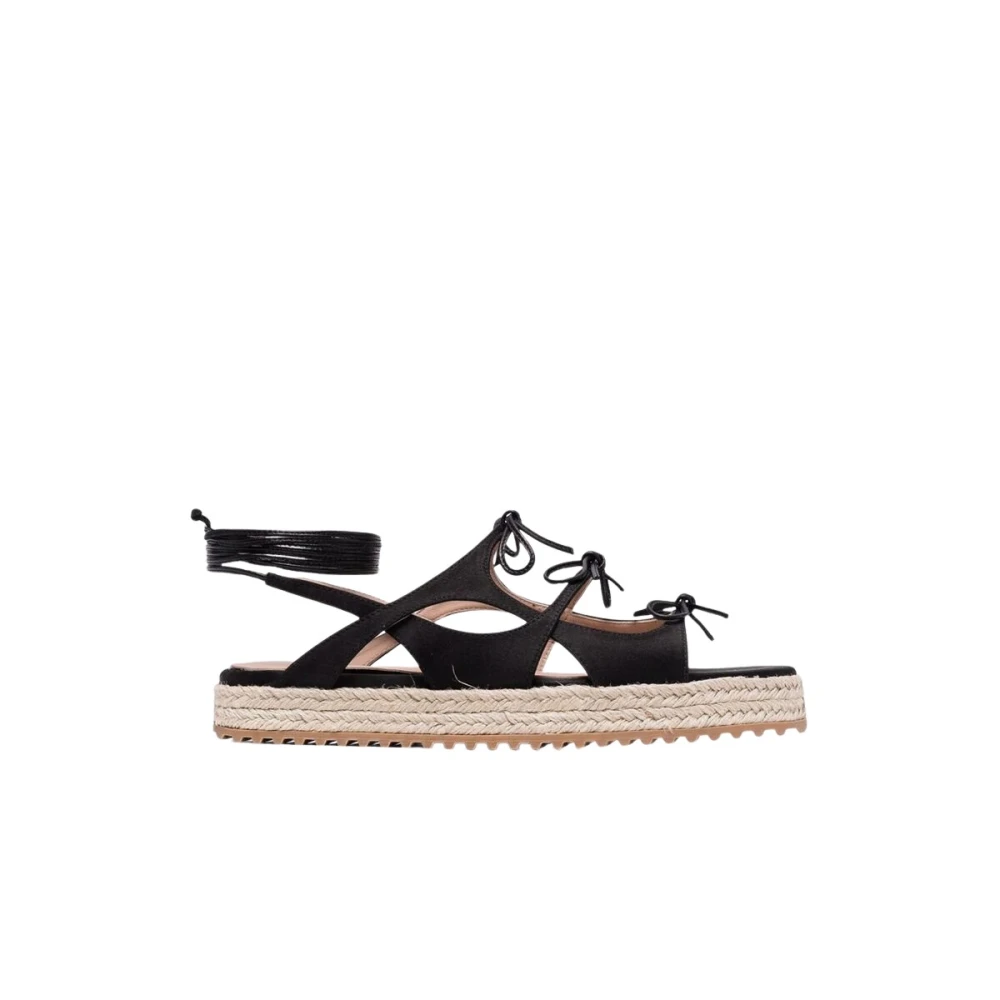 Scarosso Women's Black Flat Sandals, 7 Uk, Sweet Lace Sandals