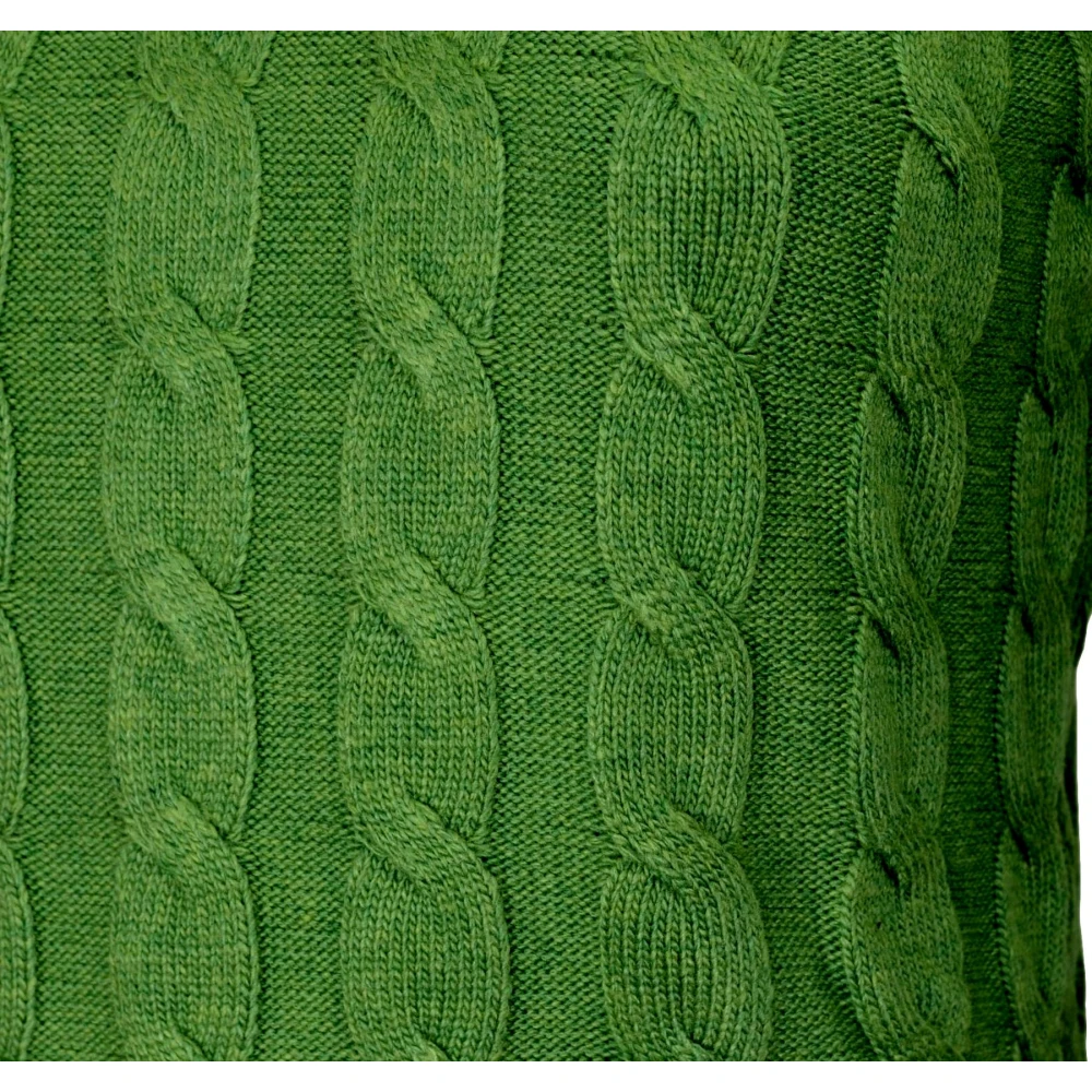 Cashmere Company Groene Kabelgebreide Cashmere en Wol Coltrui Green Dames