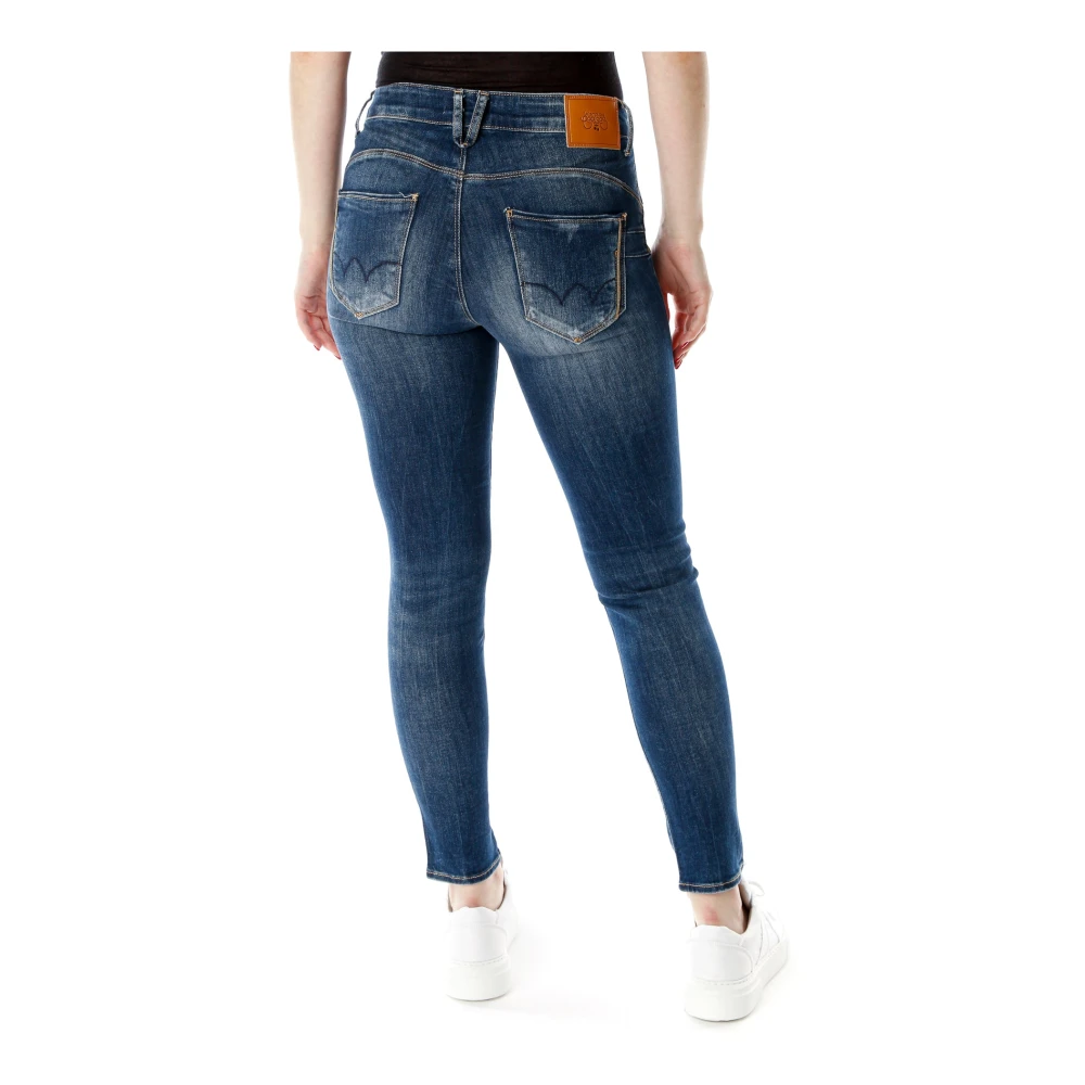 Le Temps Des Cerises Highwaist Slim Fit Jeans met Push-up Effect Blue Dames